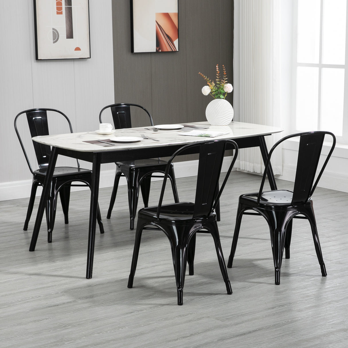 easycomfort easycomfort set da 4 sedie impilabili moderno per sale da pranzo soggiorni locali o bar stile industriale in acciaio 53x45x85cm nero