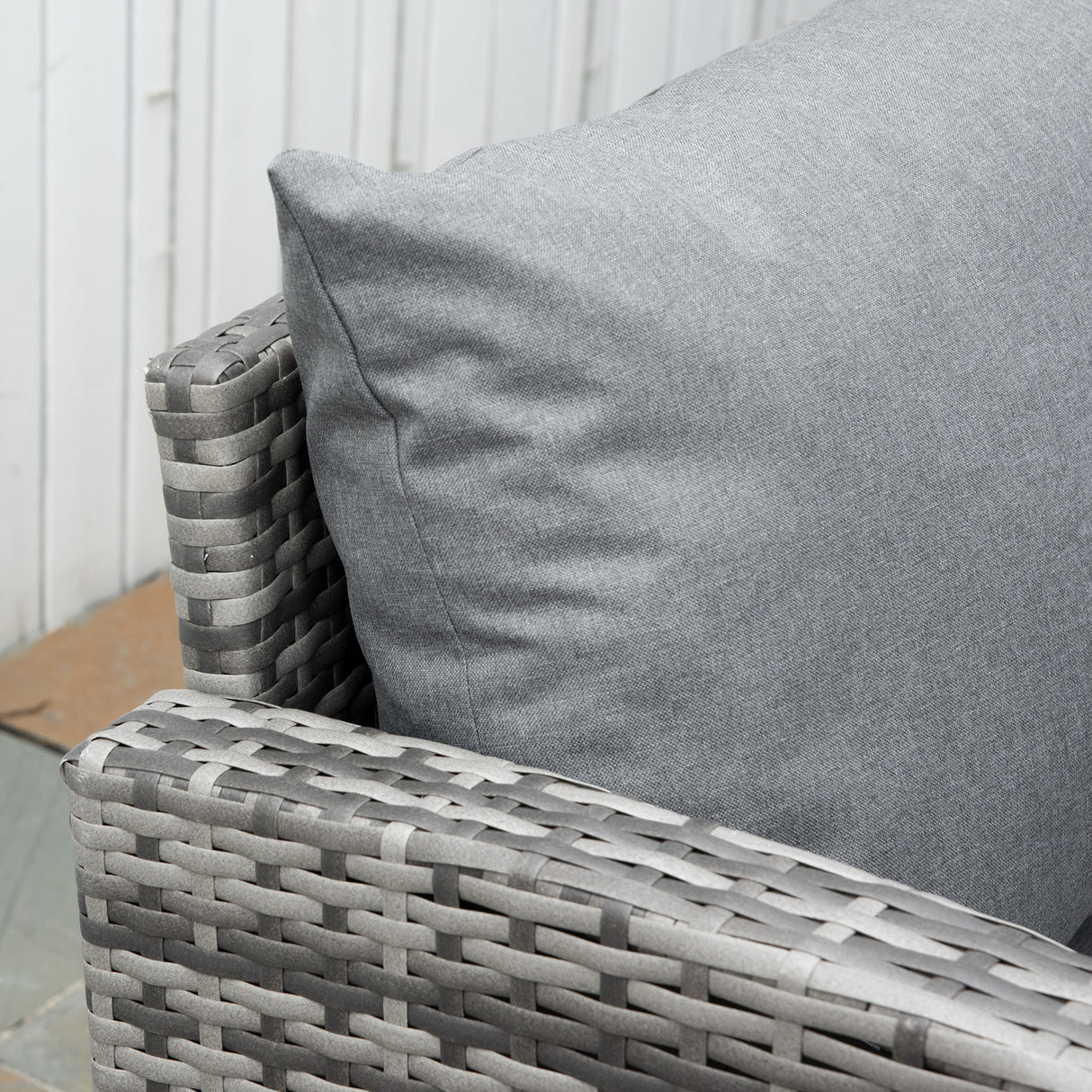 easycomfort easycomfort set mobili da giardino in rattan pe da 4 pezzi salotto con divano angolare e tavolino con vetro cuscini imbottiti e sfoderabili grigio