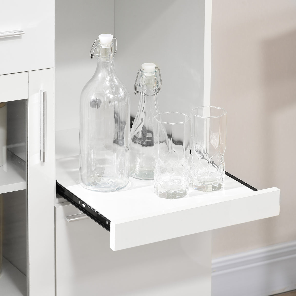 easycomfort easycomfort credenza moderna con armadietti e cassetto in legno e vetro 60x40x95cm bianco