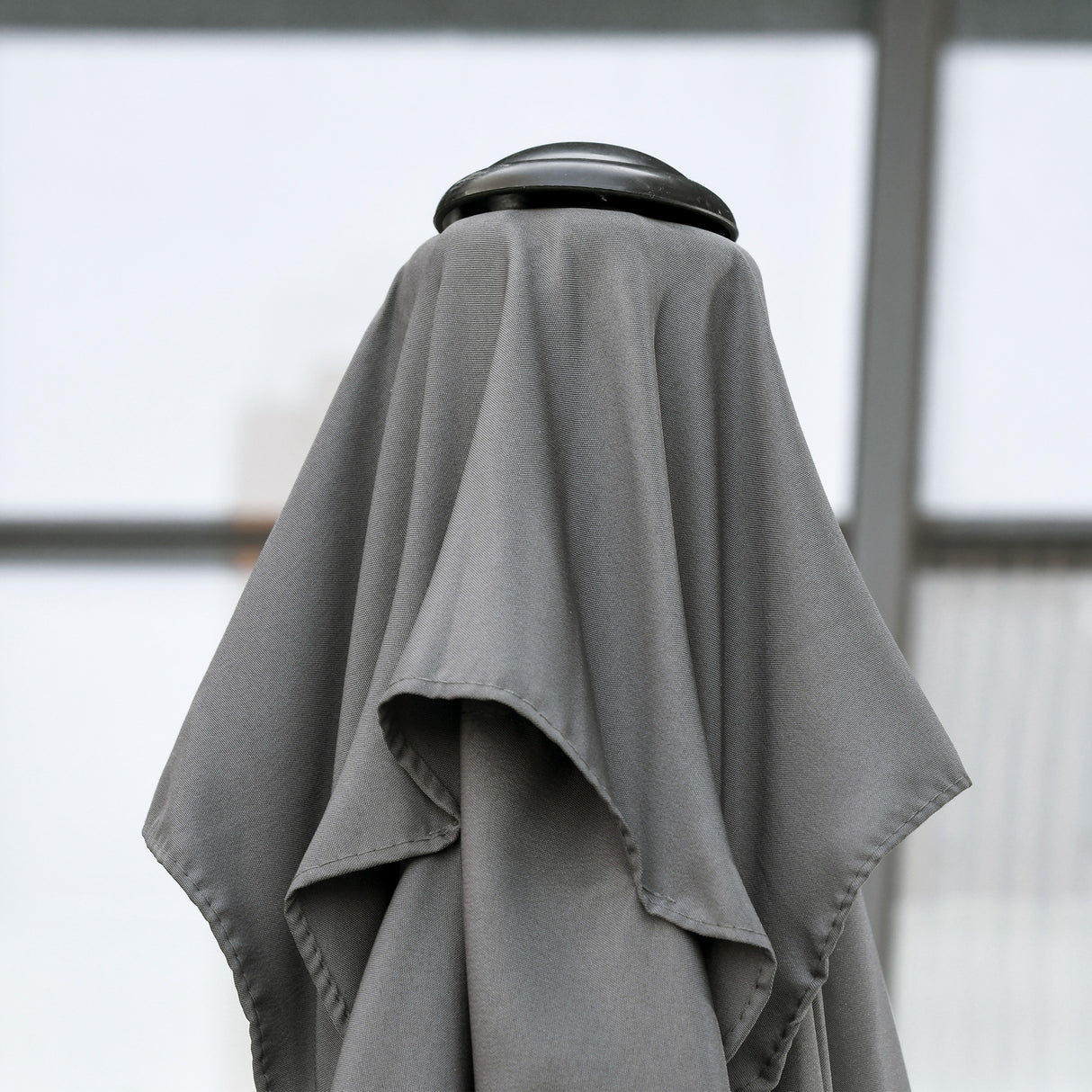 easycomfort easycomfort ombrellone semicircolare da parete 2 5x2 3m con apertura a manovella in metallo e poliestere grigio