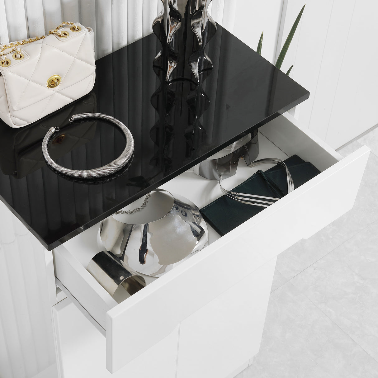 easycomfort easycomfort scarpiera slim da 12 paia max per ingressi con 3 ripiani regolabili e cassetto in truciolato bianco 60x32x100 cm