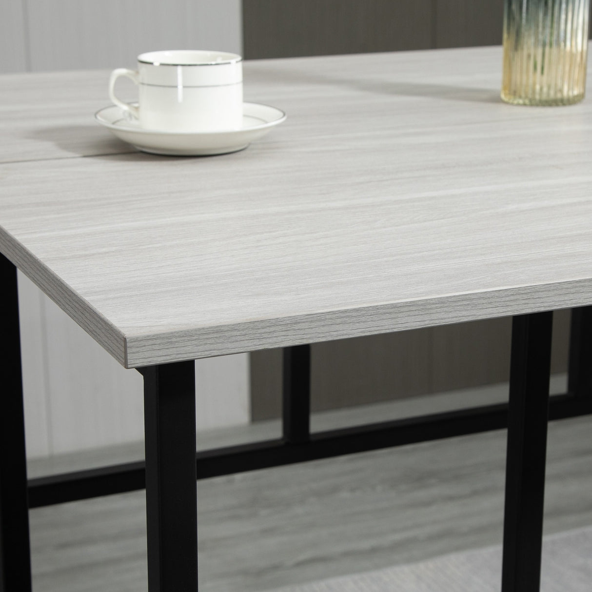 easycomfort easycomfort set da bar 6 pezzi con 4 sgabelli da bar e 2 tavoli alti in legno truciolato e acciaio per cucina e soggiorno grigio