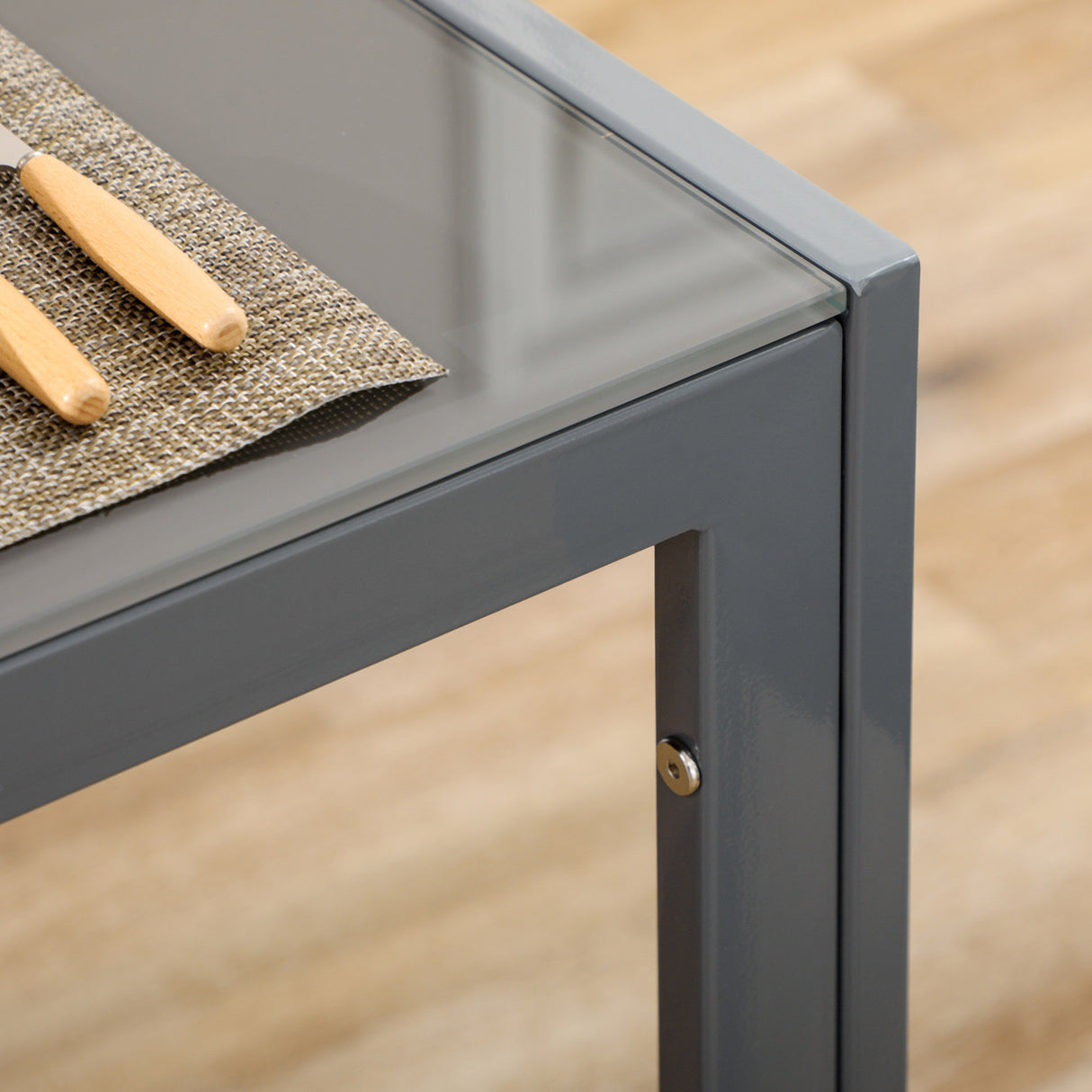 easycomfort easycomfort set da pranzo 5 pezzi con 1 tavolo da pranzo e 4 sedie moderne in similpelle metallo e vetro temperato grigio