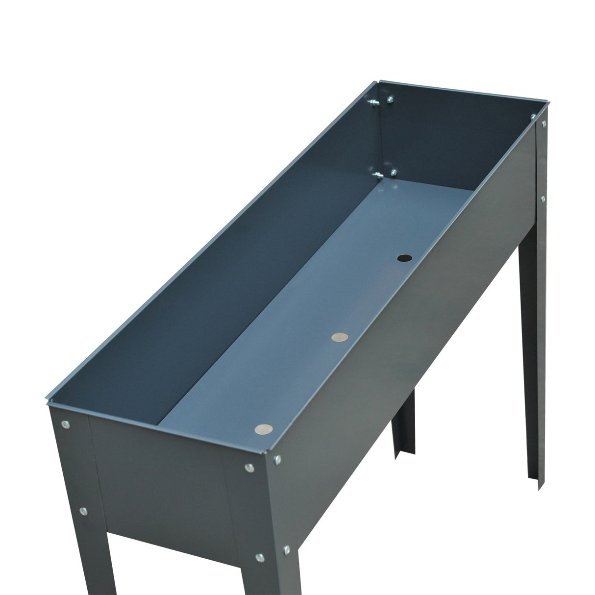 easycomfort easycomfort fioriera da esterno rialzata in metallo con 3 fori di drenaggio 100x30x80 cm grigio