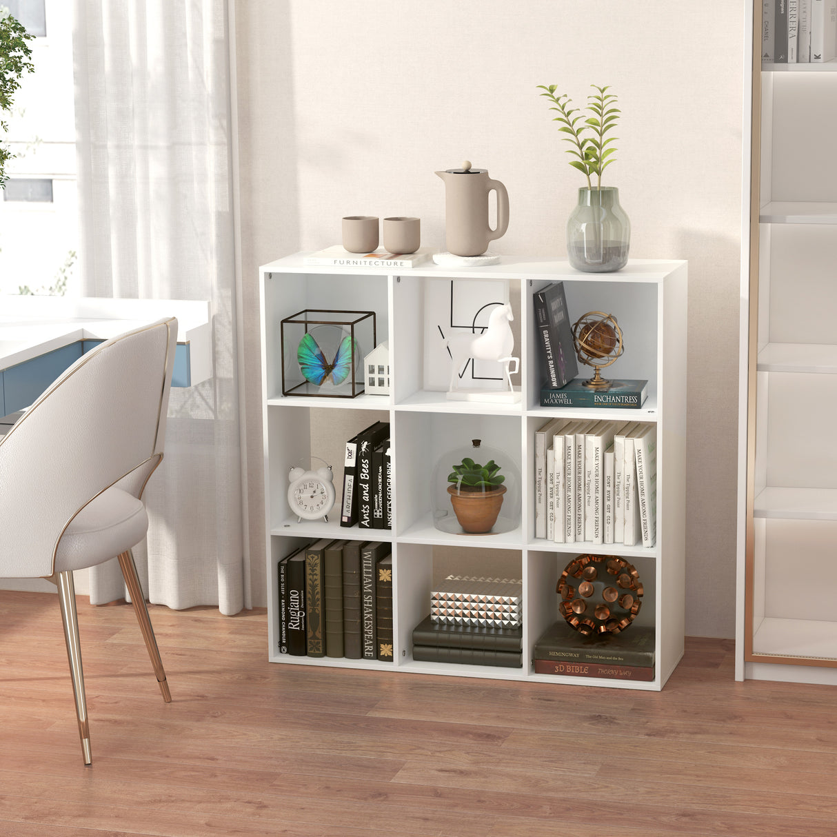 easycomfort easycomfort libreria bianca per casa e ufficio scaffale dal design moderno con 9 scomparti in legno 91 5 x 29 5 x 91 5 cm ean 8054111844895