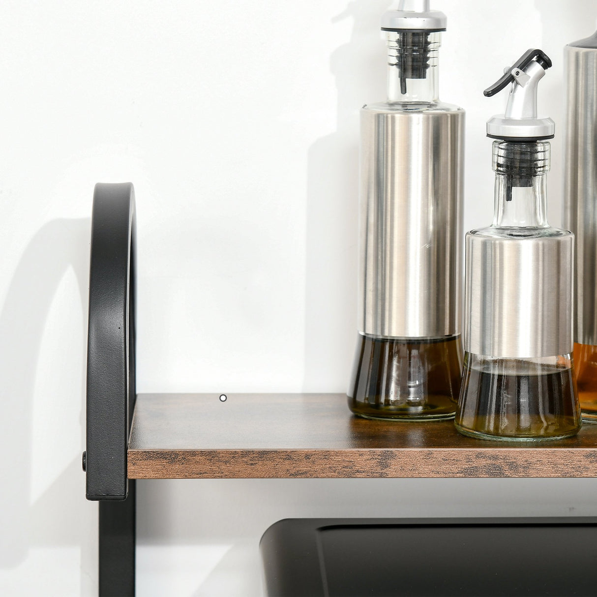 easycomfort easycomfort mobiletto per microonde a 4 ripiani e 4 ganci mobile cucina in acciaio e legno 60x40x125cm marrone rustico