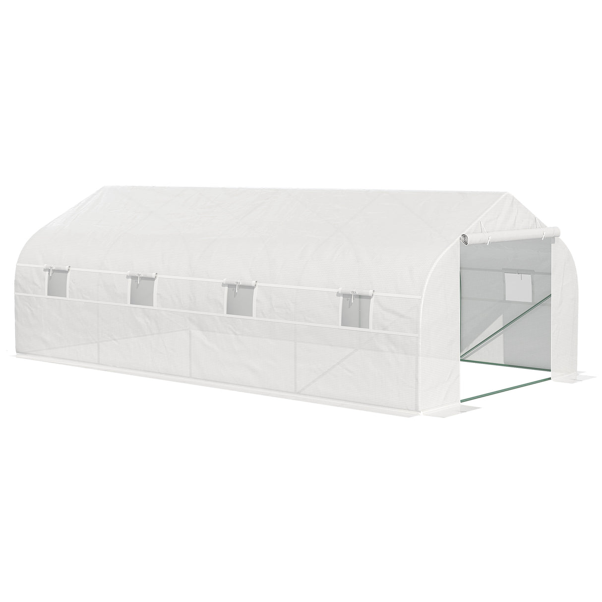 easycomfort easycomfort serra per orto 6x3x2m con 8 finestre e porta avvolgibile in acciaio e pp verde