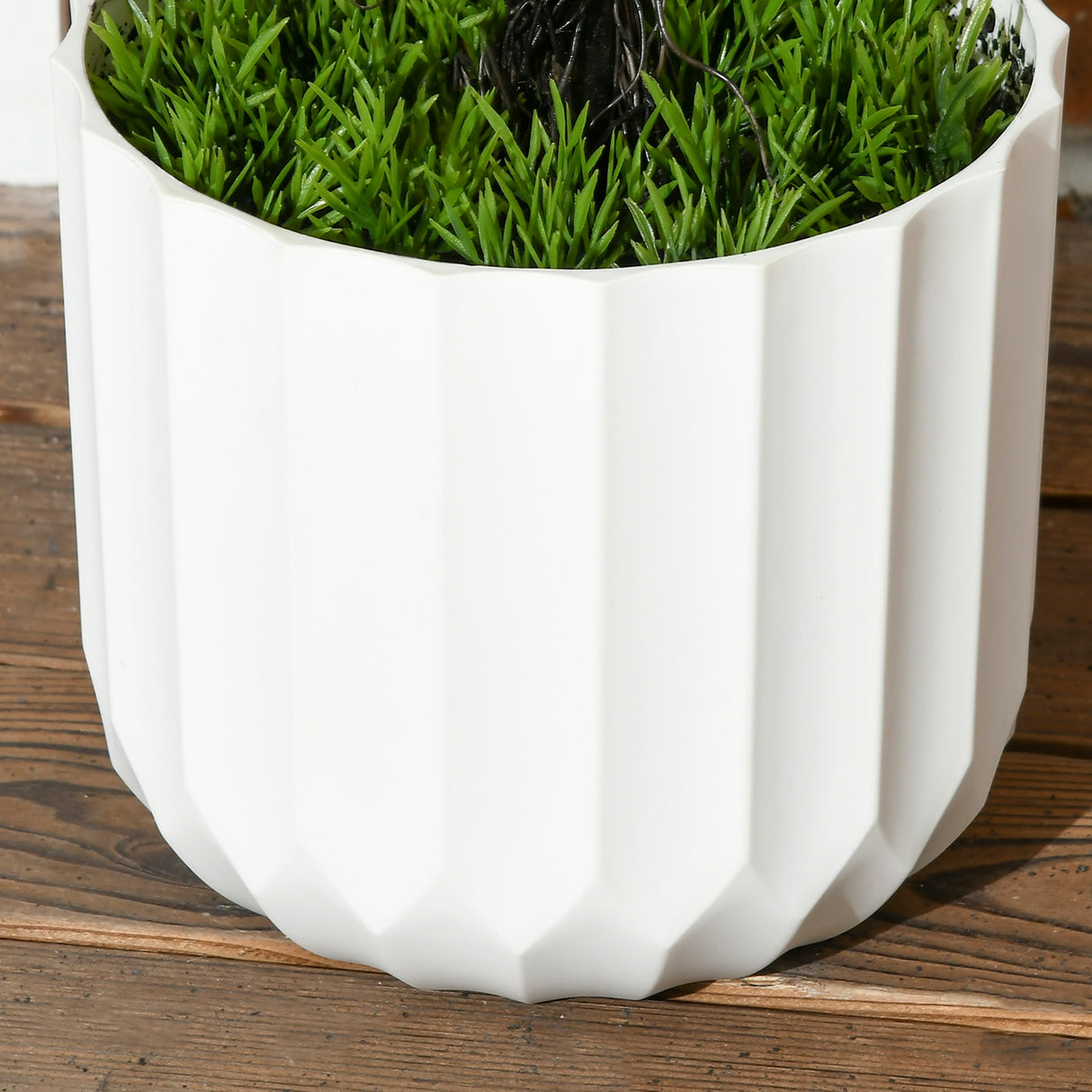 easycomfort easycomfort set 2 piante finte di cipresso con vasi 12x16 cm muschio e cemento in pe e plastica verde e bianco