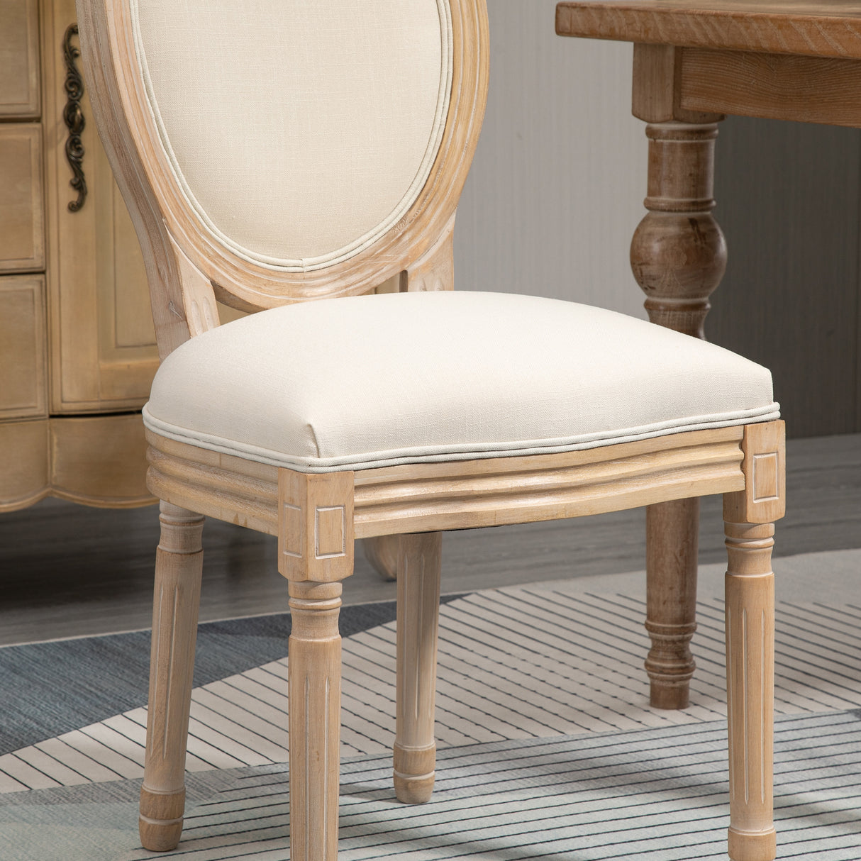 easycomfort easycomfort set 2 sedie imbottite da pranzo sedie per soggiorno stile vintage retro in legno e tessuto effetto lino bianco panna 49x56x96cm