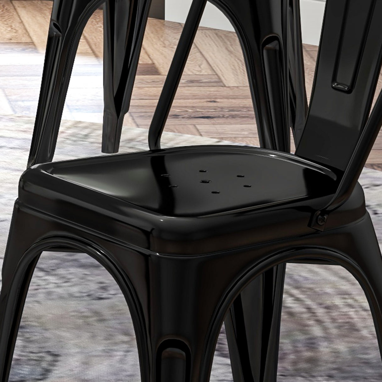 easycomfort easycomfort set da 4 sedie impilabili moderno per sale da pranzo soggiorni locali o bar stile industriale in acciaio 53x45x85cm nero