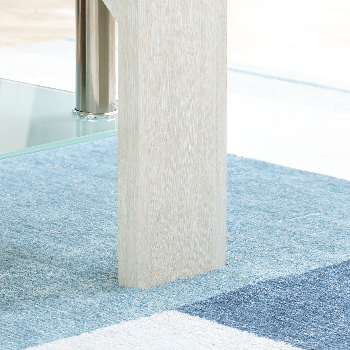 easycomfort easycomfort tavolino da caffe moderno a 2 livelli in vetro e legno 90x50x42cm bianco