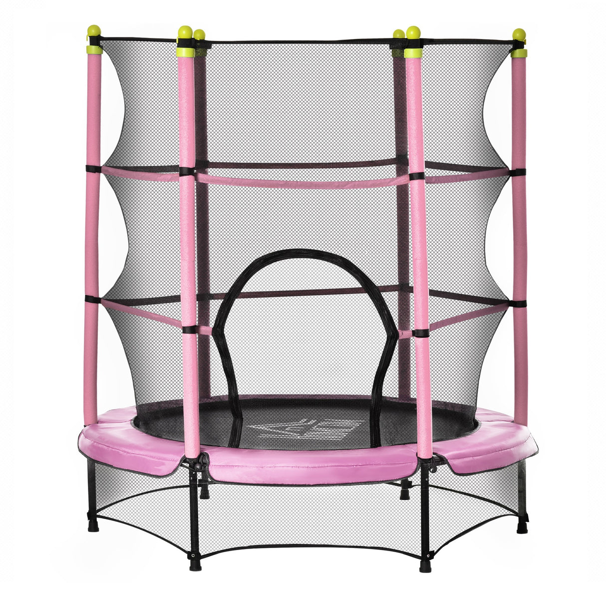 immagine-1-easycomfort-easycomfort-tappeto-elastico-per-bambini-3-6-anni-con-rete-bordo-imbottito-e-corde-elastiche-trampolino-da-giardino-140x158cm-rosanero