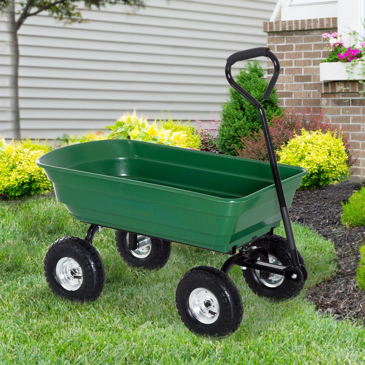 immagine-2-easycomfort-easycomfort-carrello-rimorchio-a-mano-da-giardino-verde-nero-108x50x84cm-ean-8054144130583