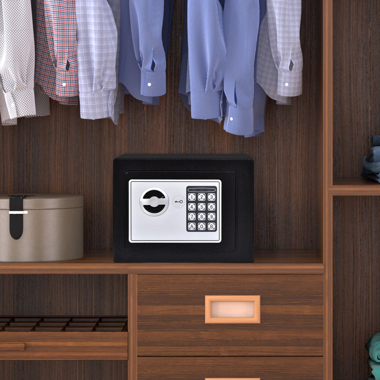 immagine-2-easycomfort-easycomfort-mini-cassaforte-elettronica-con-combinazione-e-chiavi-di-emergenza-in-acciaio-con-fissaggio-a-muro-23x17x17cm-nero