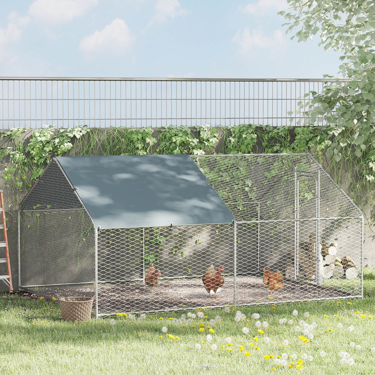 immagine-2-easycomfort-easycomfort-pollaio-da-giardino-gabbia-box-per-esterno-zincato-con-tessuto-oxford-di-copertura-3-x-4-x-1-95-m