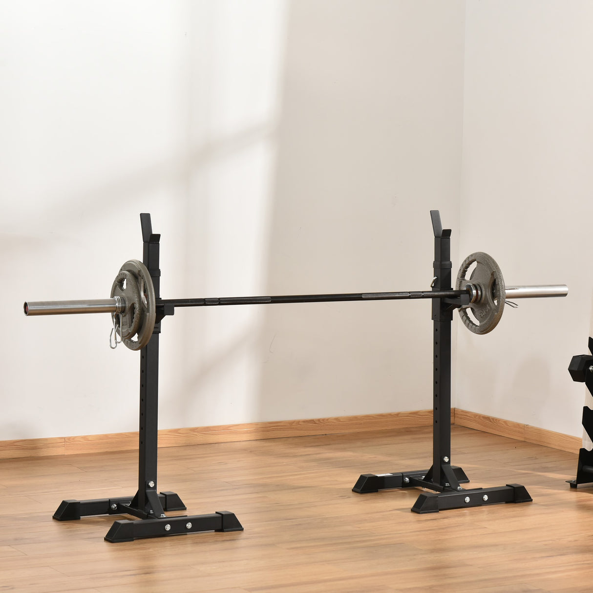immagine-2-easycomfort-easycomfort-set-di-2-rack-supporto-per-bilanciere-in-acciaio-altezza-regolabile-su-12-livelli-50x49x124-154cm-nero