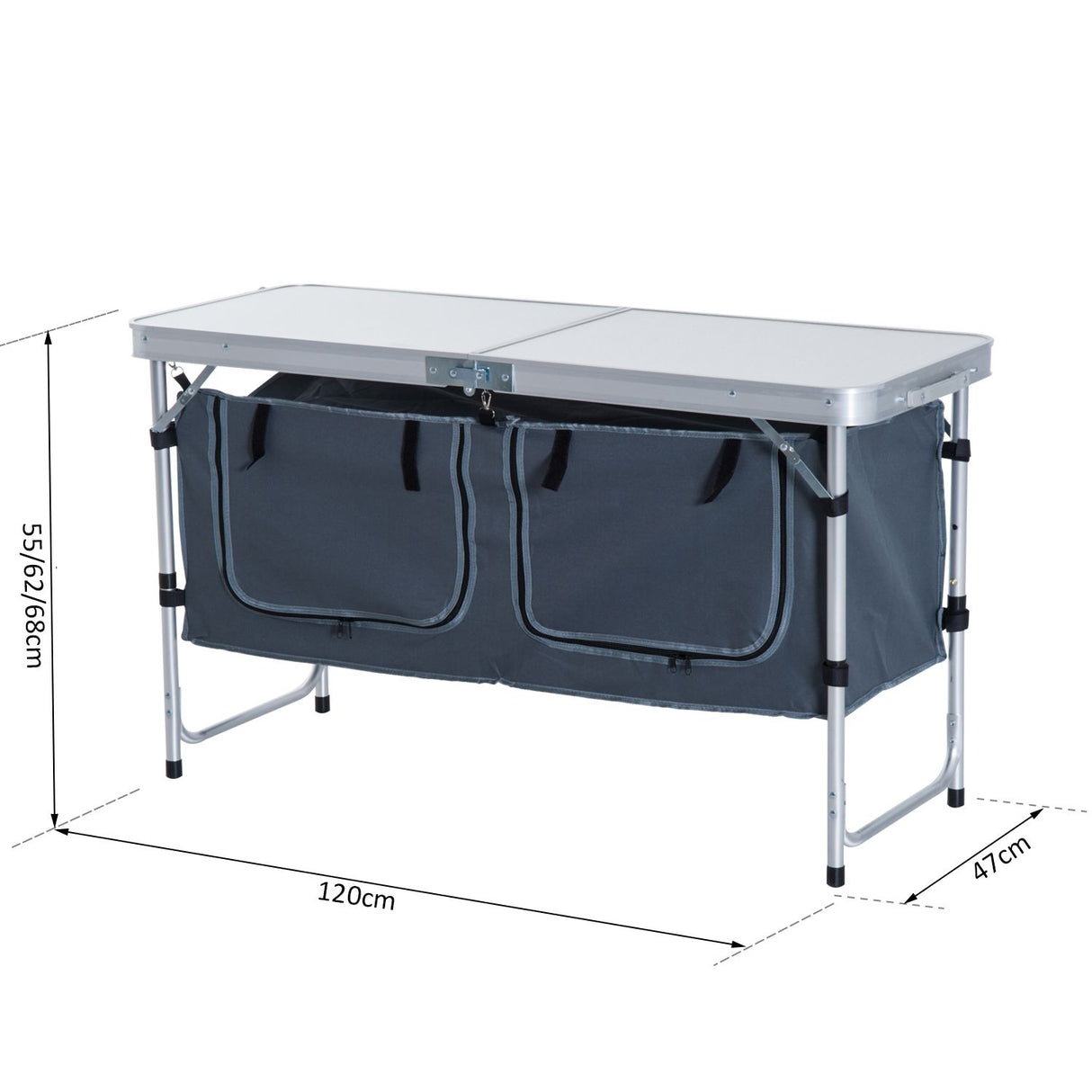 immagine-2-easycomfort-easycomfort-tavolino-da-campeggio-pieghevole-con-ripiano-portavivande-in-alluminio-bianco-ean-8054111840774