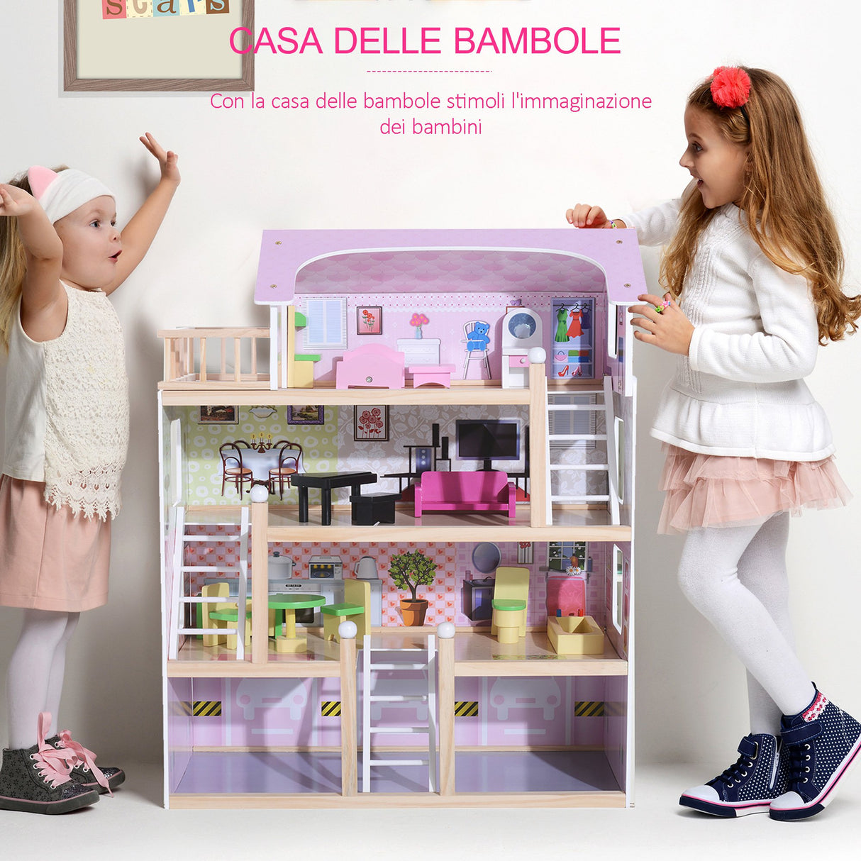 immagine-4-easycomfort-easycomfort-casa-delle-bambole-per-bambini-3-anni-in-legno-di-pino-e-mdf-a-4-piani-con-13-accessori-rosa-60x30x80-cm