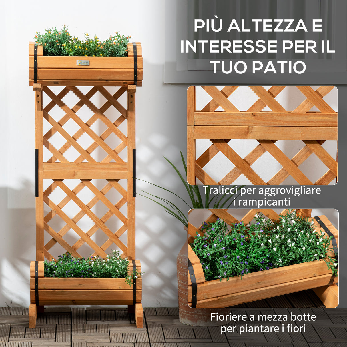 immagine-4-easycomfort-easycomfort-fioriera-da-esterno-a-mezza-botte-in-legno-di-abete-marrone-con-grigliato-per-rampicanti-45x35x112-cm