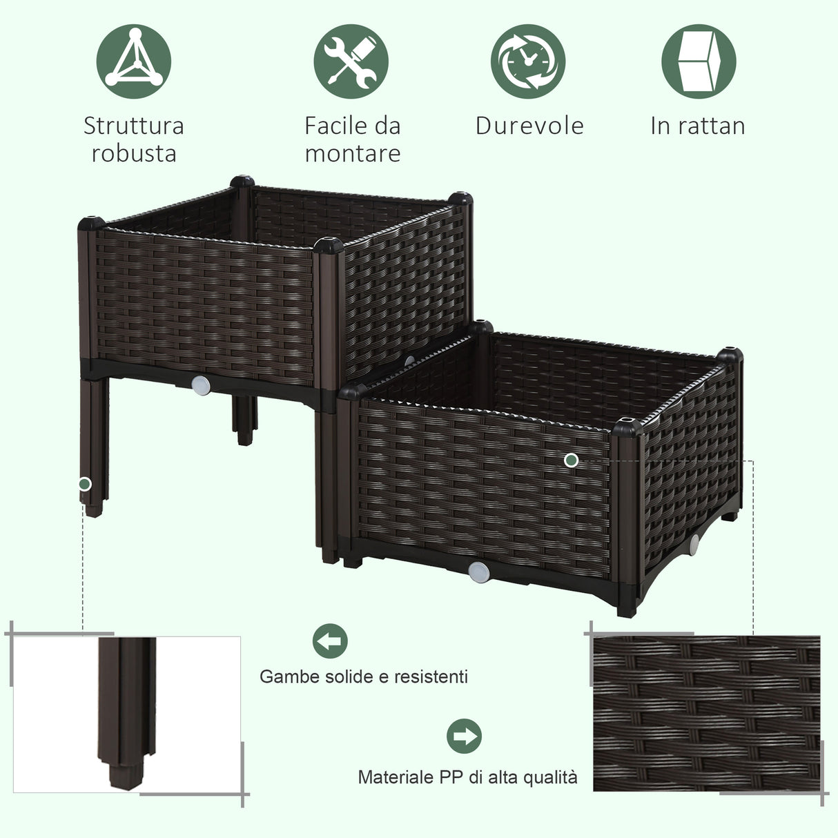 immagine-4-easycomfort-easycomfort-set-2-pezzi-fioriere-da-esterno-autoirriganti-rialzate-letto-da-giardino-rialzato-per-fiori-effetto-rattan-in-pp-marrone-ean-8054111842471