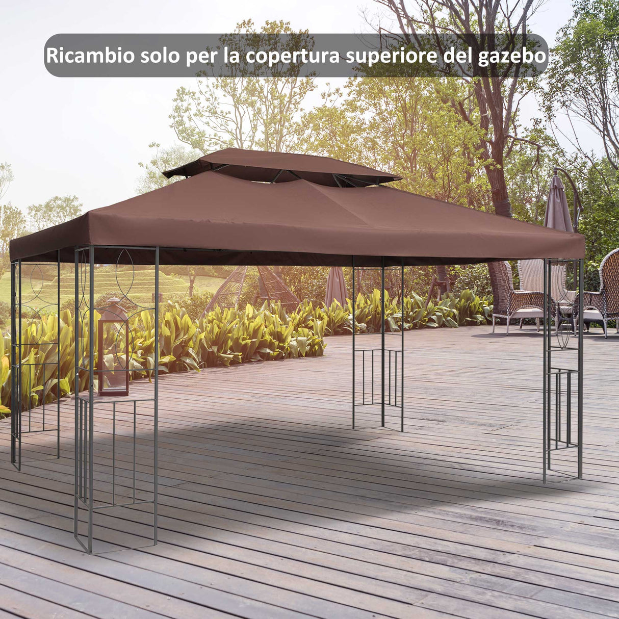 easycomfort easycomfort tetto di ricambio per gazebo da giardino impermeabile doppio tetto 3x4m