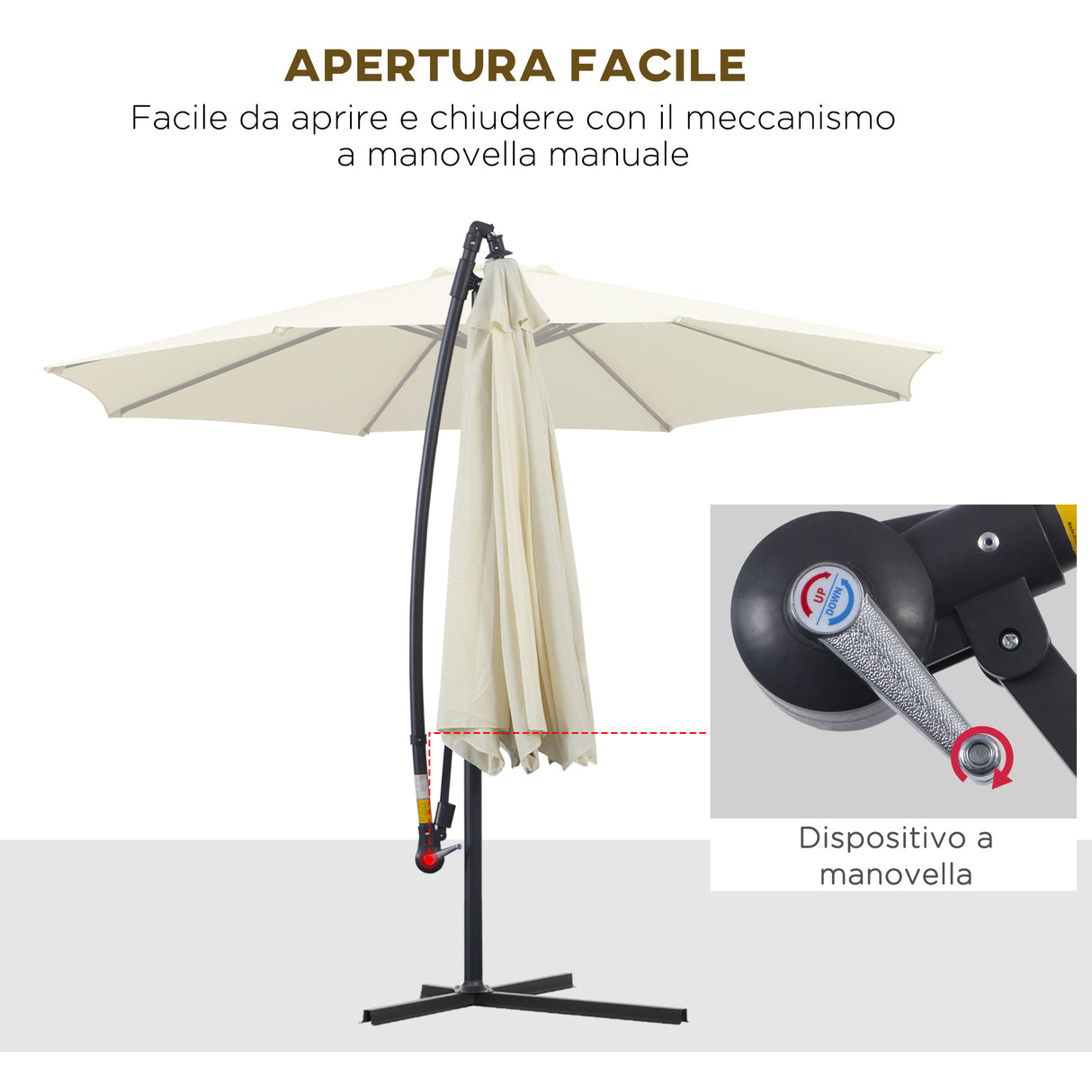 easycomfort easycomfort ombrellone parasole decentrato da giardino da spiaggia ferro 3m beige
