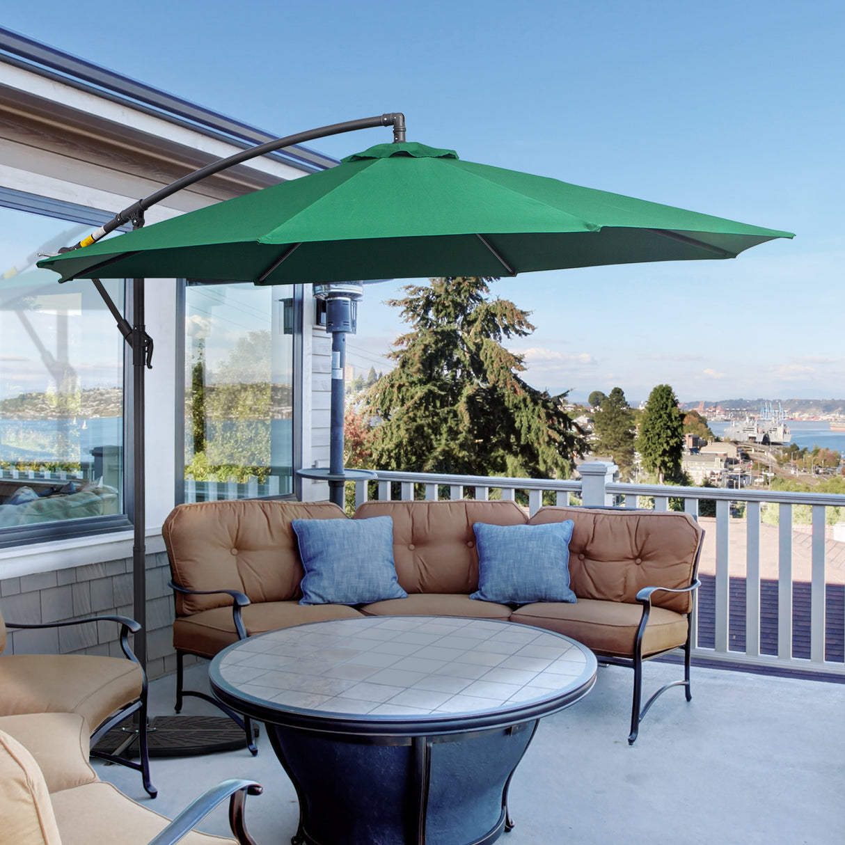 easycomfort easycomfort ombrellone da giardino 3x2 6 m inclinabile con base a croce e manovella in acciaio e poliestere