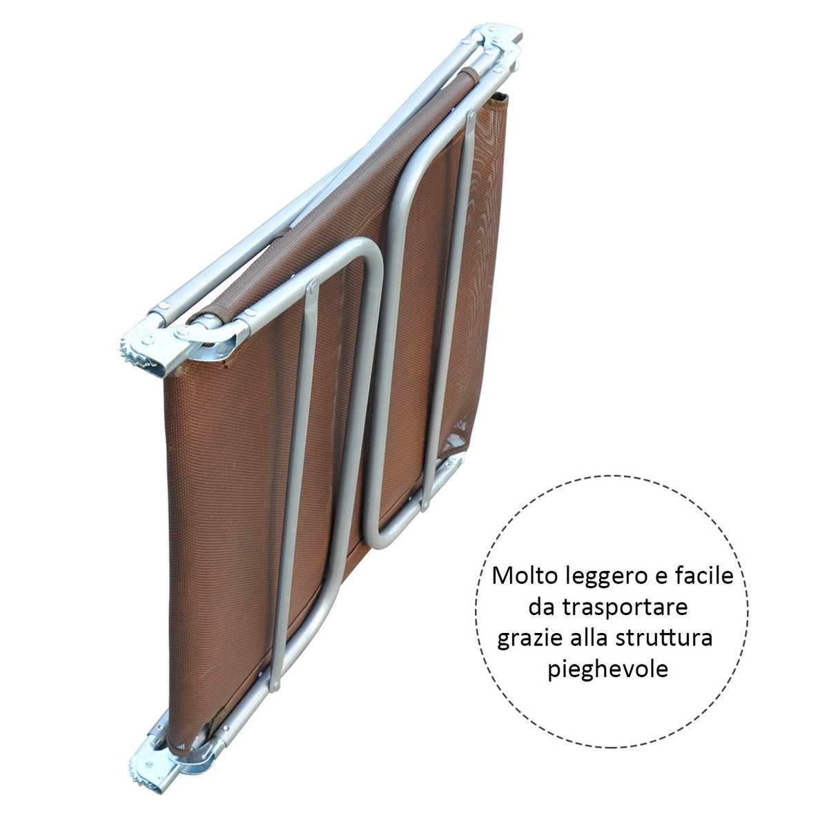 easycomfort easycomfort sdraio pieghevole reclinabile con cuscino da giardino spiaggia marrone