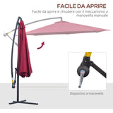 easycomfort easycomfort ombrellone parasole decentrato in metallo bordeaux 3x2.6m