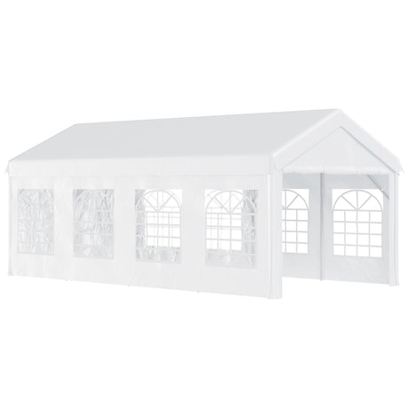 easycomfort gazebo da esterno tendone per feste telaio in acciaio impermeabile bianco 8x4x2.8m