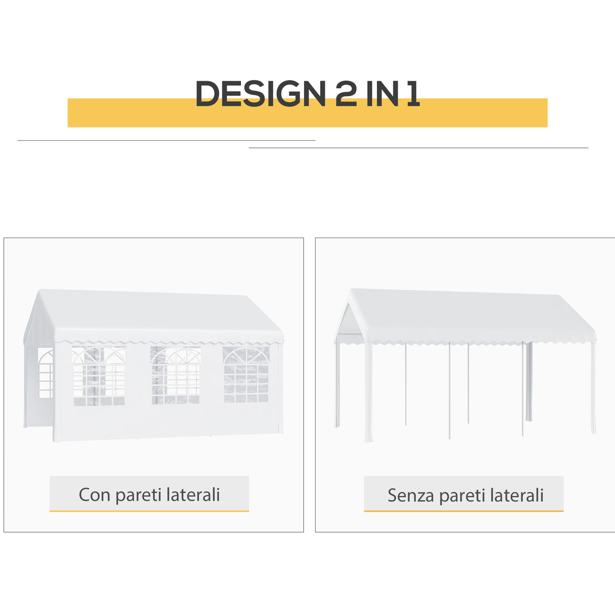 easycomfort easycomfort tendone per feste 6x4m con pareti rimovibili porte e 6 finestre bianco