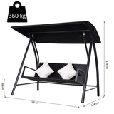 easycomfort easycomfort dondolo 3 posti in rattan e ferro con cuscini e tettuccio parasole nero