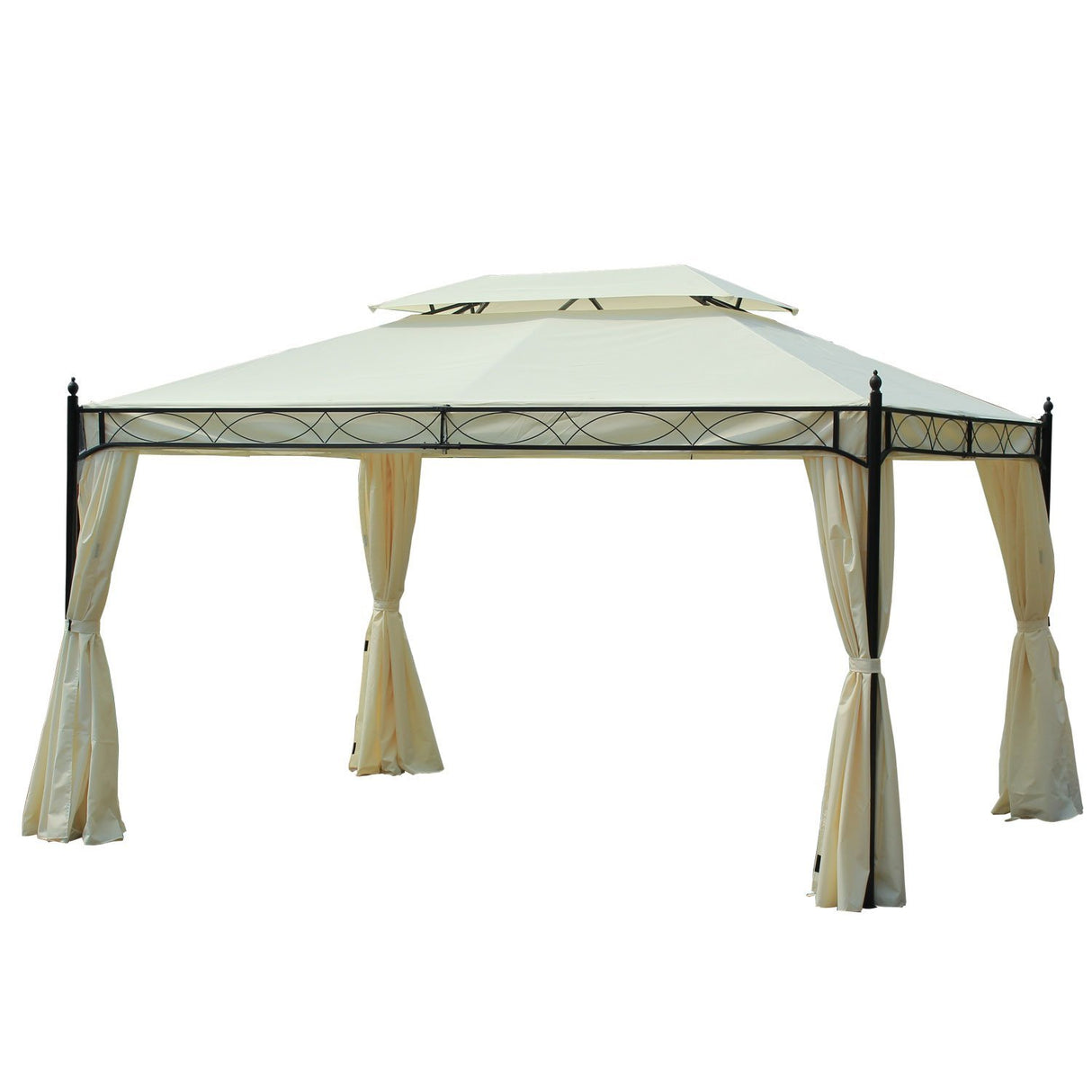 easycomfort easycomfort gazebo da giardino 3x4m in metallo con doppio tetto crema