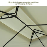 easycomfort easycomfort gazebo da giardino 3x4m in metallo con doppio tetto crema
