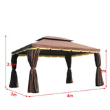 easycomfort easycomfort gazebo da giardino con doppio tetto e zanzariera in poliestere caffe 2.9x3.9m