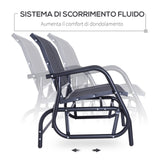 easycomfort easycomfort panchina a dondolo biposto in metallo nero 123x70x87cm