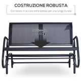 easycomfort easycomfort panchina a dondolo biposto in metallo nero 123x70x87cm