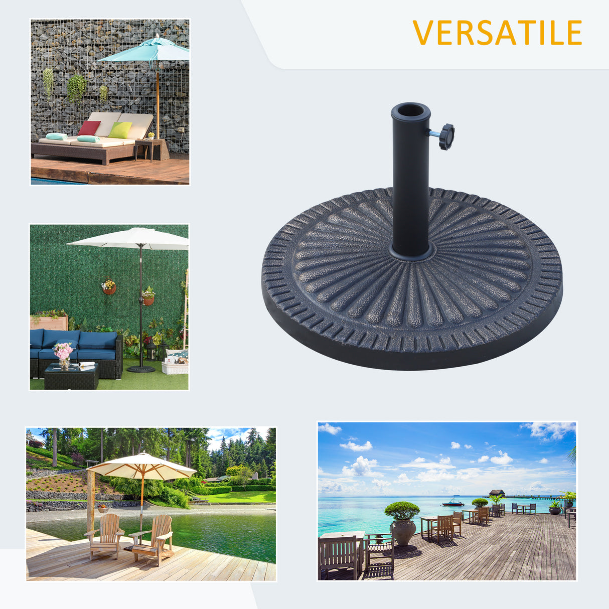 easycomfort easycomfort base per ombrellone diametro 3 8 4 8cm motivo floreale con manopola peso 15kg da giardino resina 49x32cm