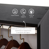 easycomfort easycomfort armadio guardaroba a 5 ripiani con ruote e barre appendiabiti in legno e alluminio nero 120x40x128cm ean 8054111843379