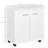 easycomfort easycomfort mobiletto in legno con ruote e 2 ante 60x35x65cm bianco ean 8054144131573