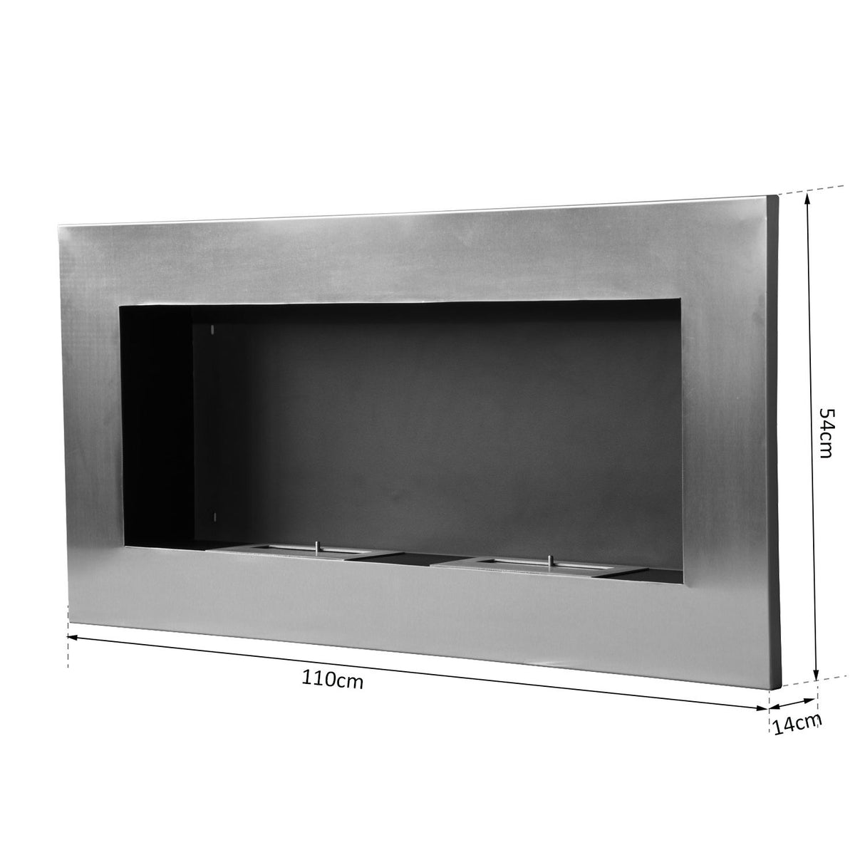 easycomfort easycomfort camino a bioetanolo realizzato in acciaio inox con 2 bruciatori 1.5lt 110x54x14cm