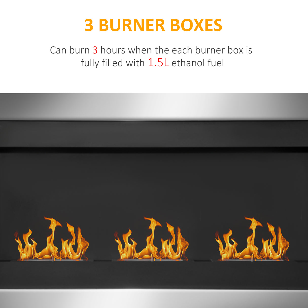 easycomfort easycomfort camino a bioetanolo da parete con 3 bruciatori in acciaio inox 1.5lt 110 x 63 x 16cm