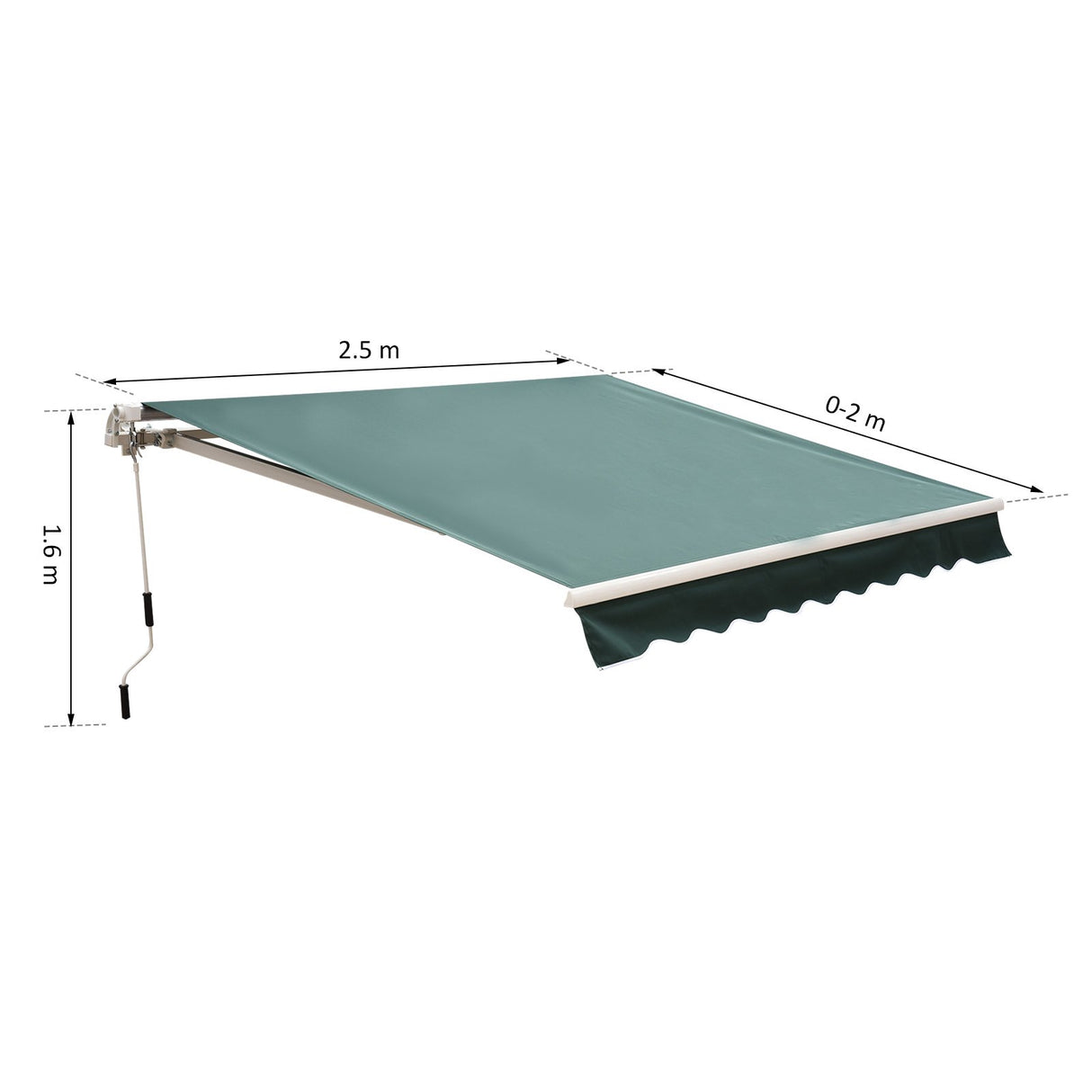 easycomfort easycomfort tenda da sole avvolgibile manuale a parete tessuto di poliestere 2.5 2m verde