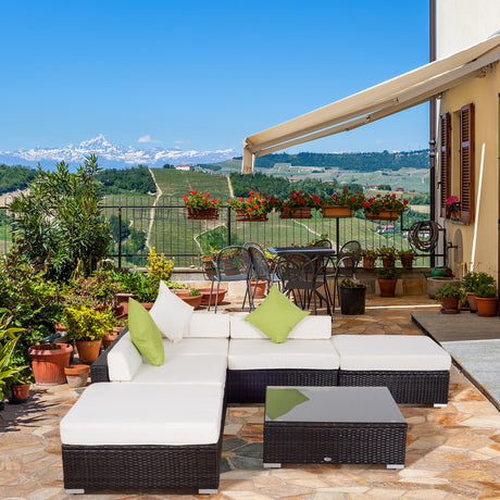 easycomfort easycomfort mobili da giardino in rattan pe con divano angolare e pouf con cuscini telaio set da 18 pezzi marrone