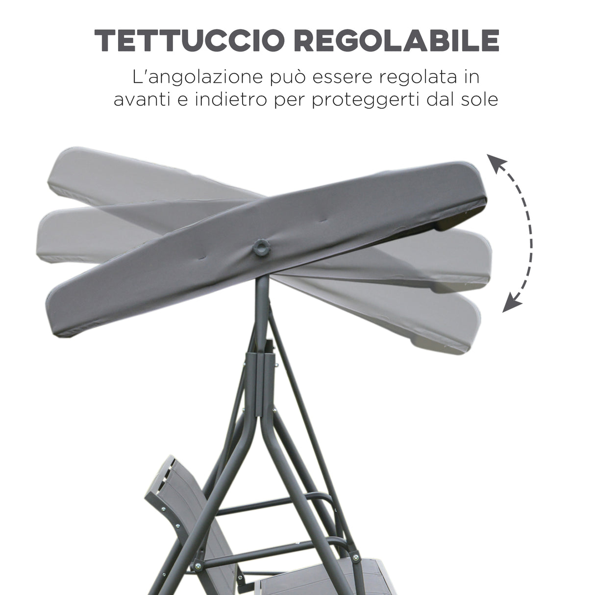 easycomfort easycomfort dondolo 3 posti con baldacchino in acciaio e tessuto poliestere grigio 178x111x155cm