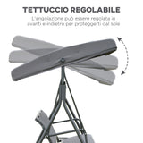 easycomfort easycomfort dondolo 3 posti con baldacchino in acciaio e tessuto poliestere grigio 178x111x155cm
