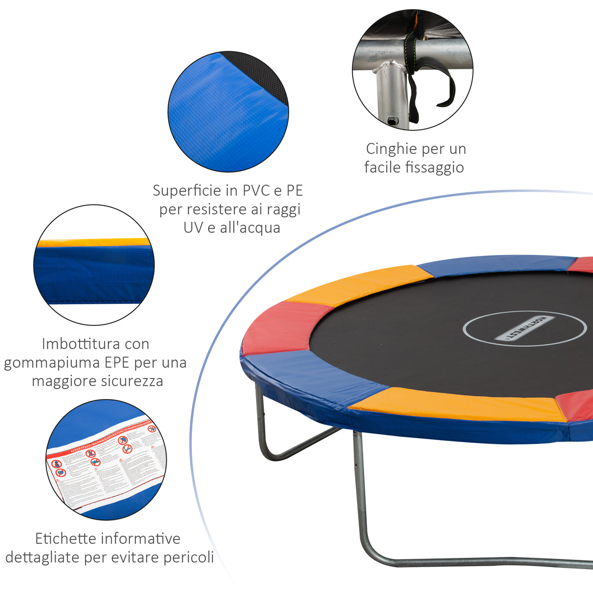 easycomfort easycomfort copertura bordo di protezione per trampolino elastico in pvc rosso blu giallo o305cm