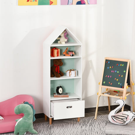 easycomfort easycomfort libreria scaffale portagiochi per cameretta con 1 cassetto e 4 ripiani bianco e azzurro