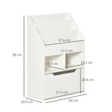 easycomfort easycomfort piccola libreria per bambini con ripiani e cassetto in mdf 60x29 9x90cm bianco