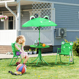 easycomfort easycomfort set tavolo da giardino con 2 sedie pieghevoli e ombrellone per bambini rana
